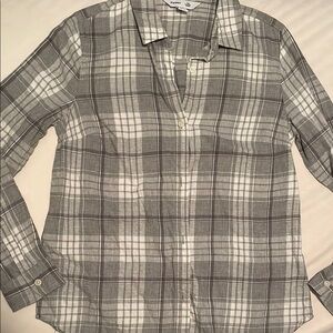 Gray and White Plaid Shirt